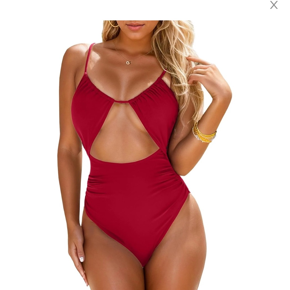 Brand new - never worn red one piece swim suit medium